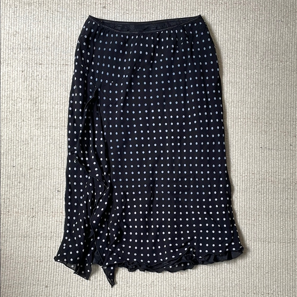 Blue Asymmetrical Ruffled Midi Skirt